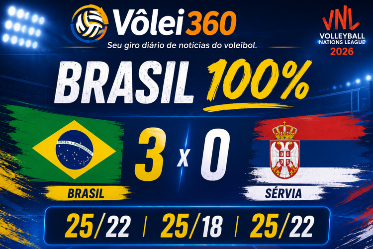 Brasil vence a Sérvia por 3 sets a 0 e mantém embalo na VNL 2026
